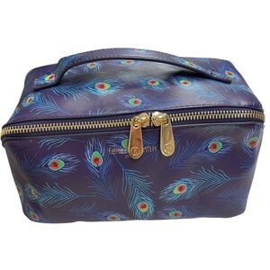 Peacock feather print makeup bag